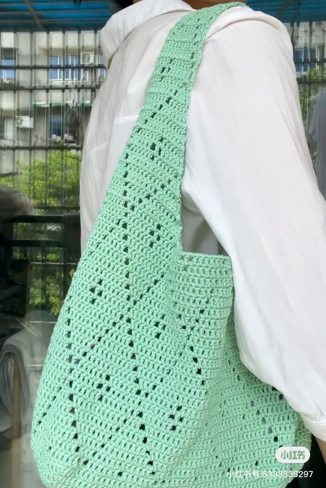 Charming Crochet Bag with Colorful Keychain Accessories