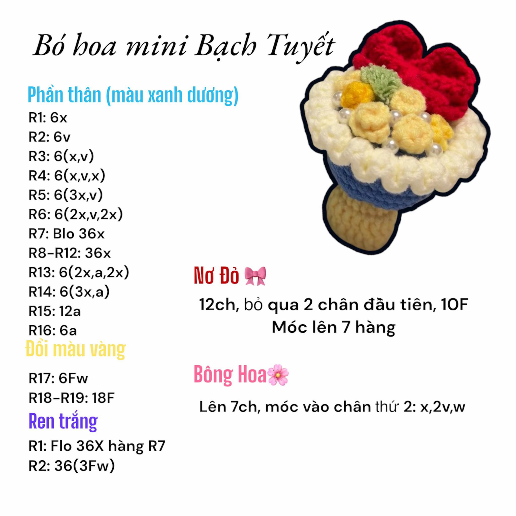 CHART BÓ HOA MINI BẠCH TUYẾT
