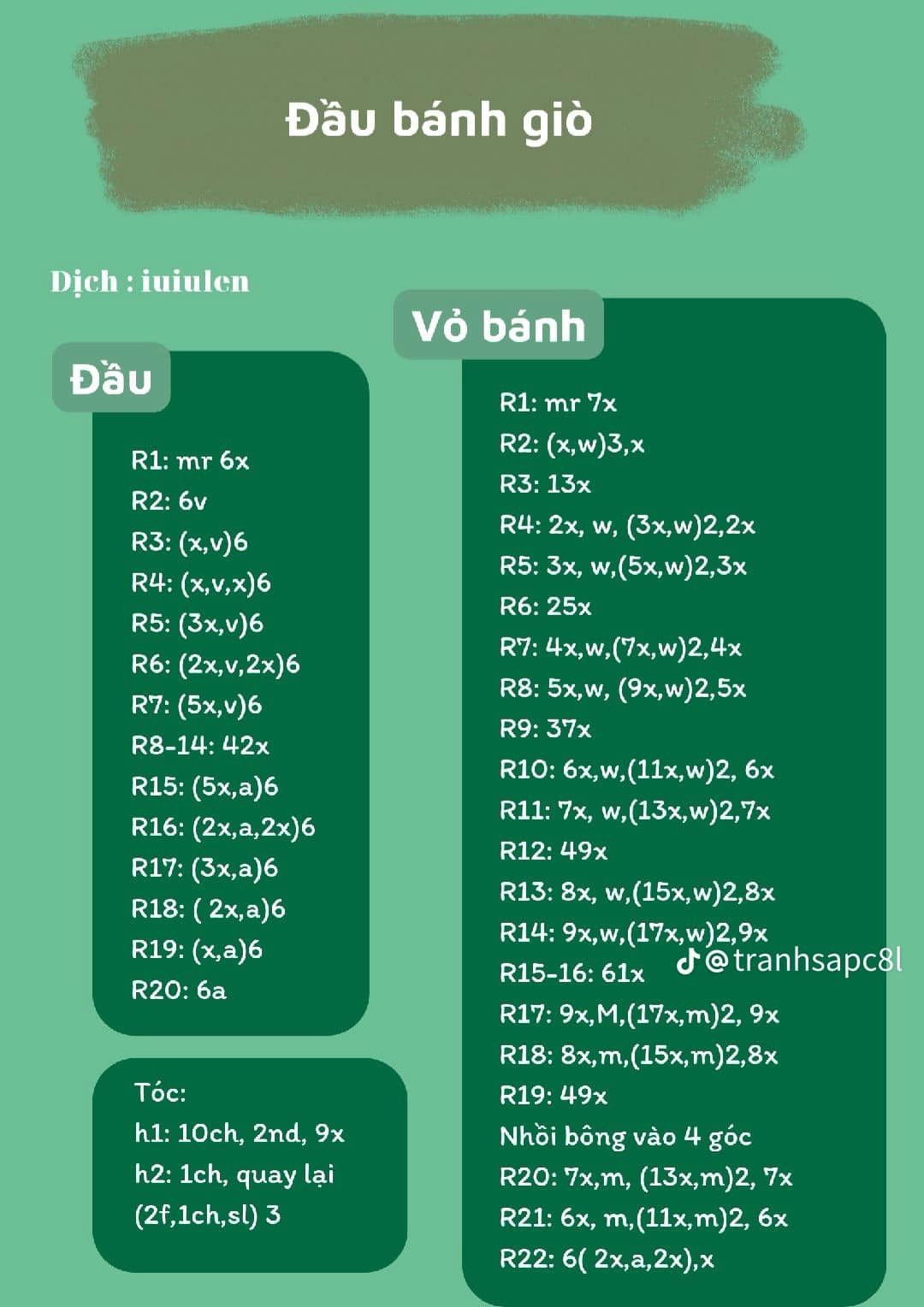 Chart móc len bánh giò dễ thương cho người mới bắt đầu