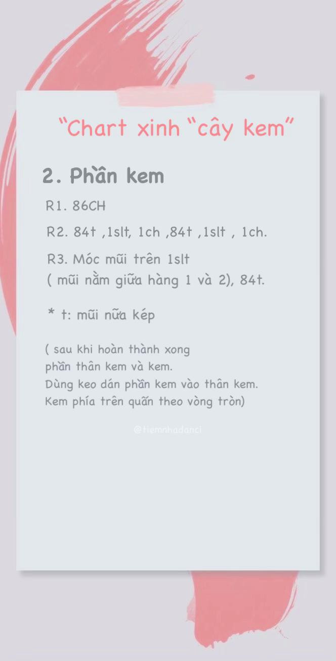 Chart móc len dễ thương cho cây kem handmade của bạn