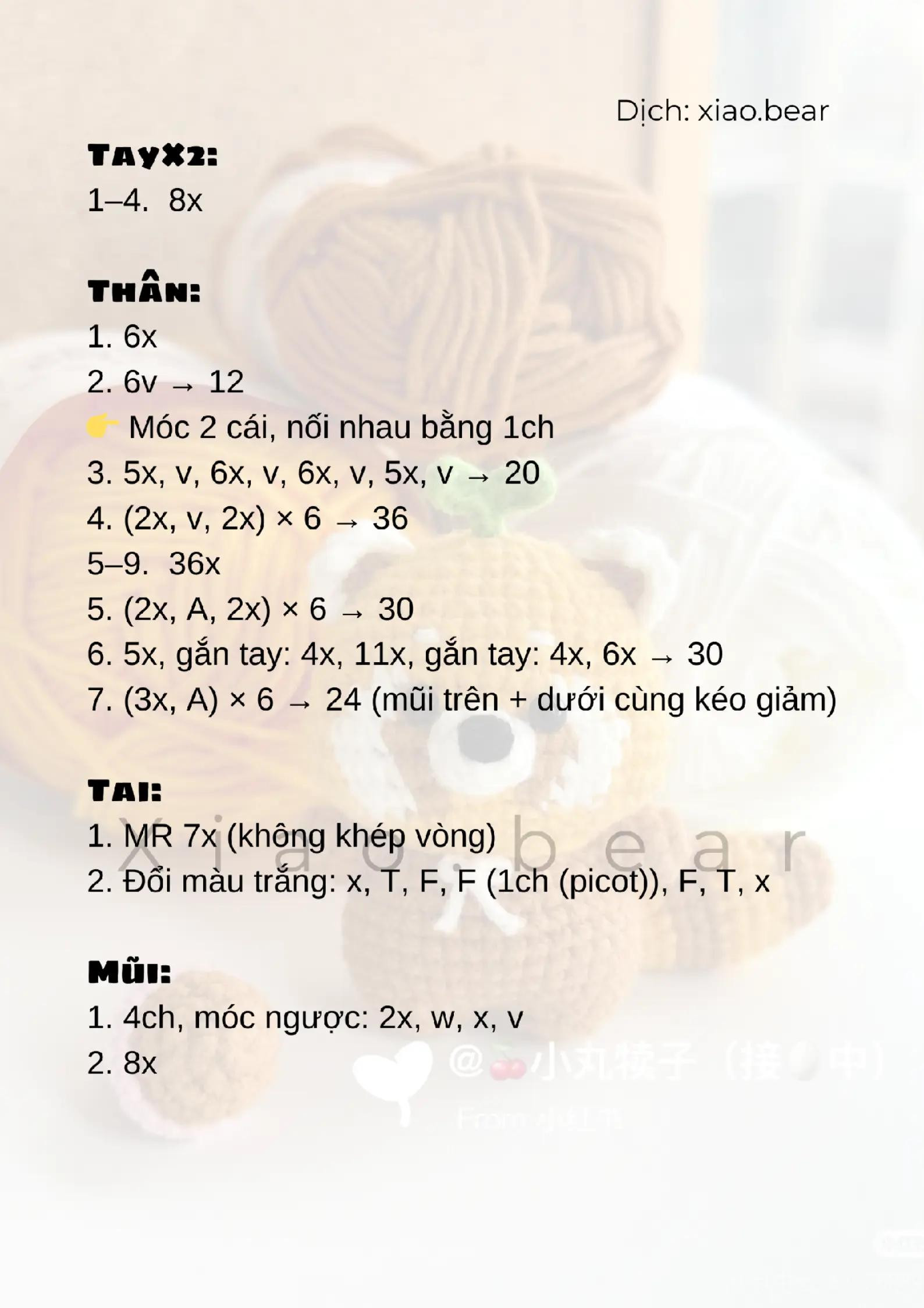 Chart móc len gấu trúc đỏ đáng yêu từ len màu sắc