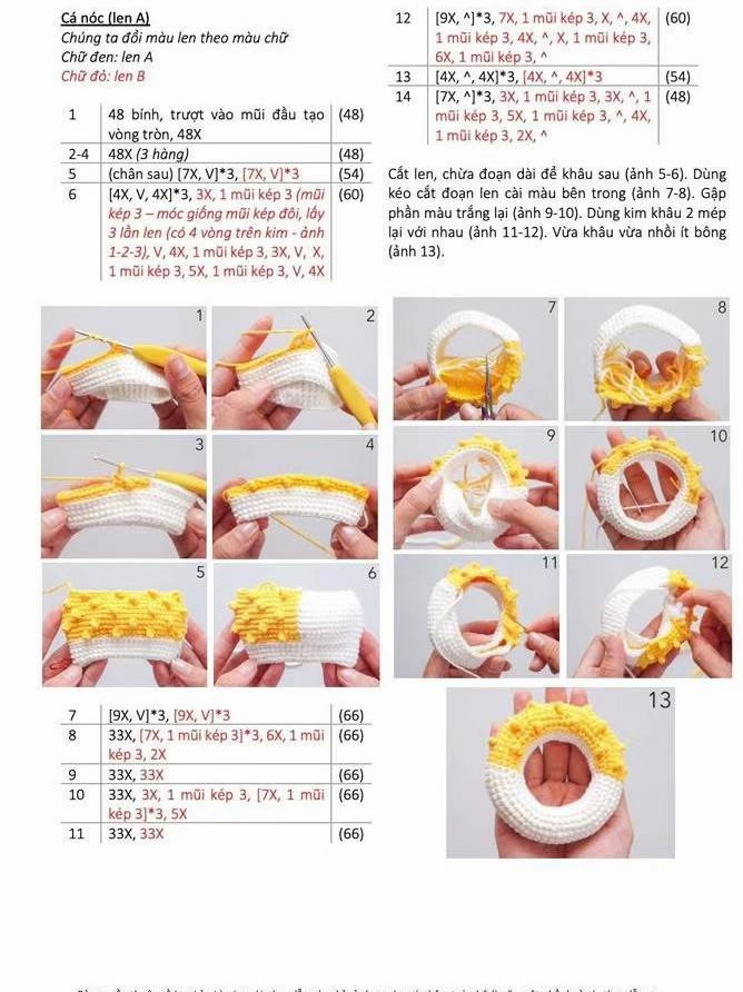 Chart móc len hình cá thú vị với các loài động vật ngộ nghĩnh