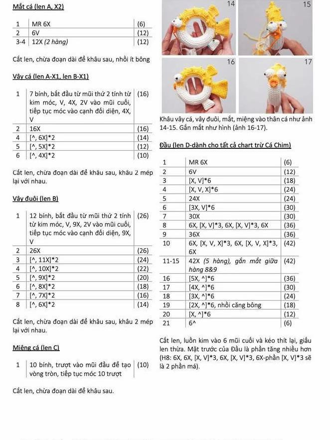 Chart móc len hình cá thú vị với các loài động vật ngộ nghĩnh