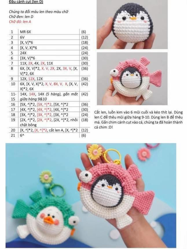 Chart móc len hình cá thú vị với các loài động vật ngộ nghĩnh