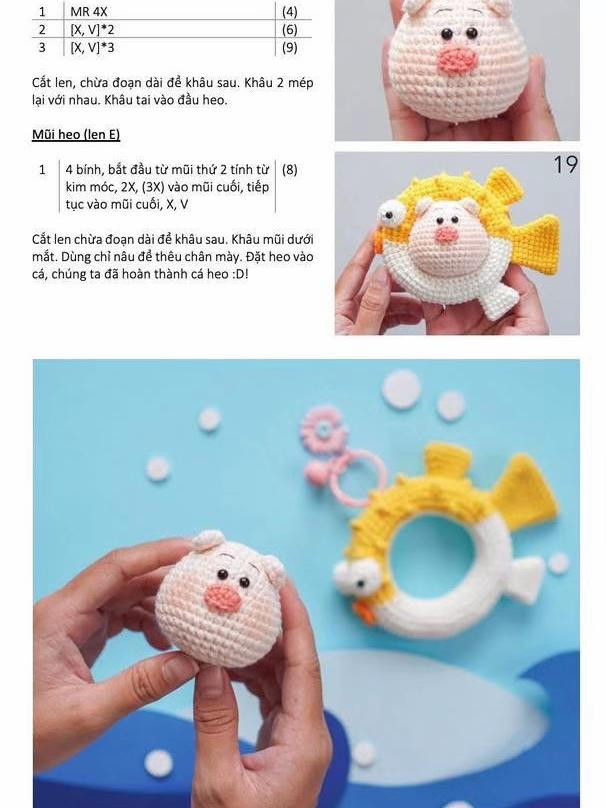 Chart móc len hình cá thú vị với các loài động vật ngộ nghĩnh