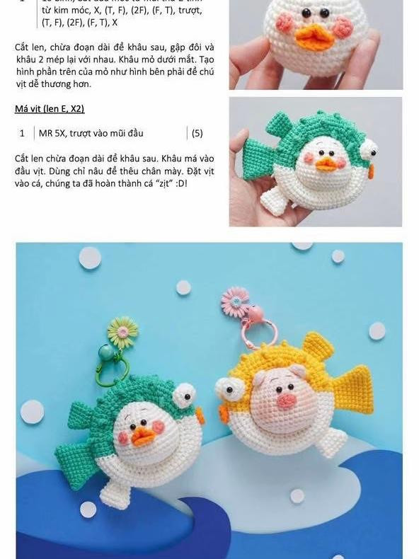 Chart móc len hình cá thú vị với các loài động vật ngộ nghĩnh