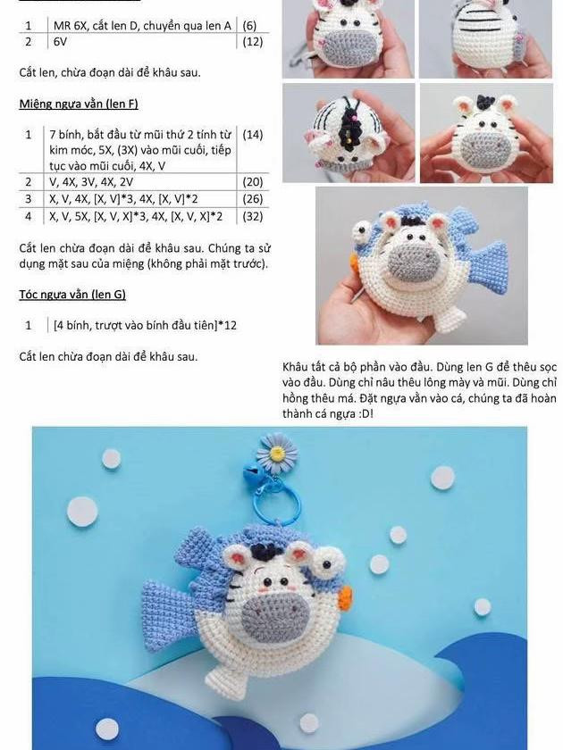 Chart móc len hình cá thú vị với các loài động vật ngộ nghĩnh