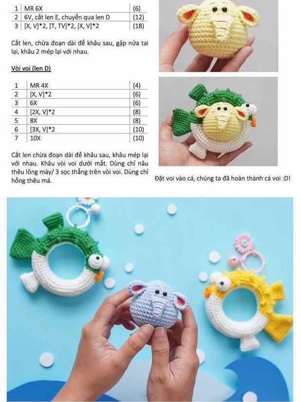 Chart móc len hình cá thú vị với các loài động vật ngộ nghĩnh