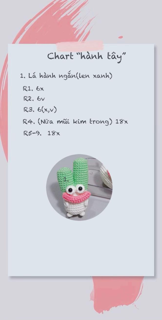 Chart móc len hình hành tây dễ thương cho người mới bắt đầu