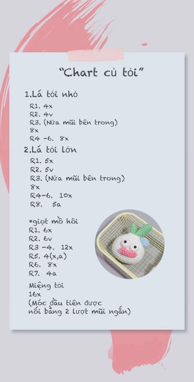 Chart móc len hình hành tây dễ thương cho người mới bắt đầu