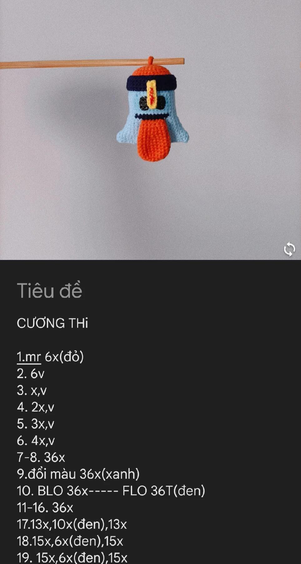 Chart móc len ma ngộ nghĩnh với lưỡi dài dễ thương