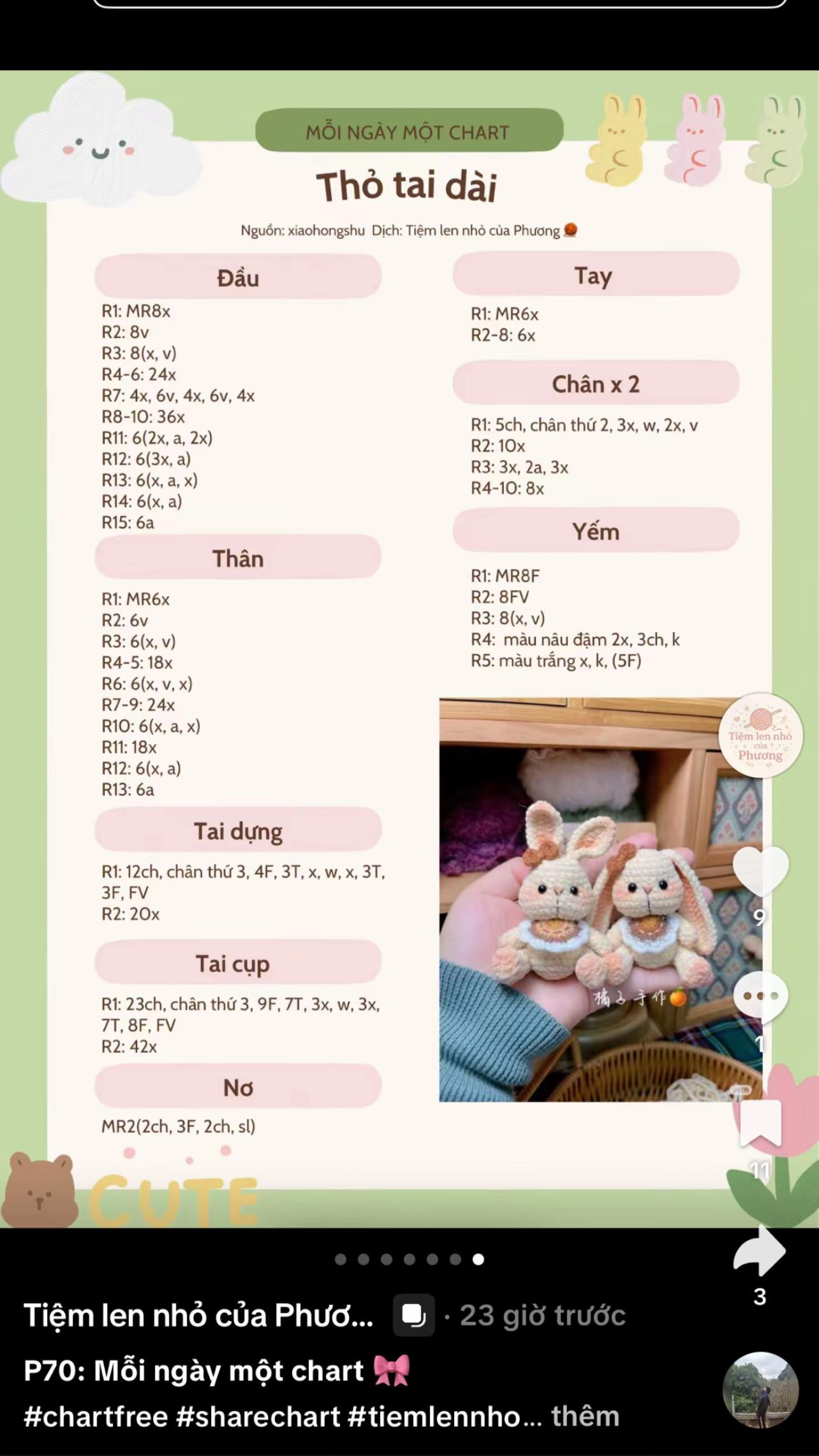 Chart móc len thỏ cảnh sát dễ thương cho người mới bắt đầu