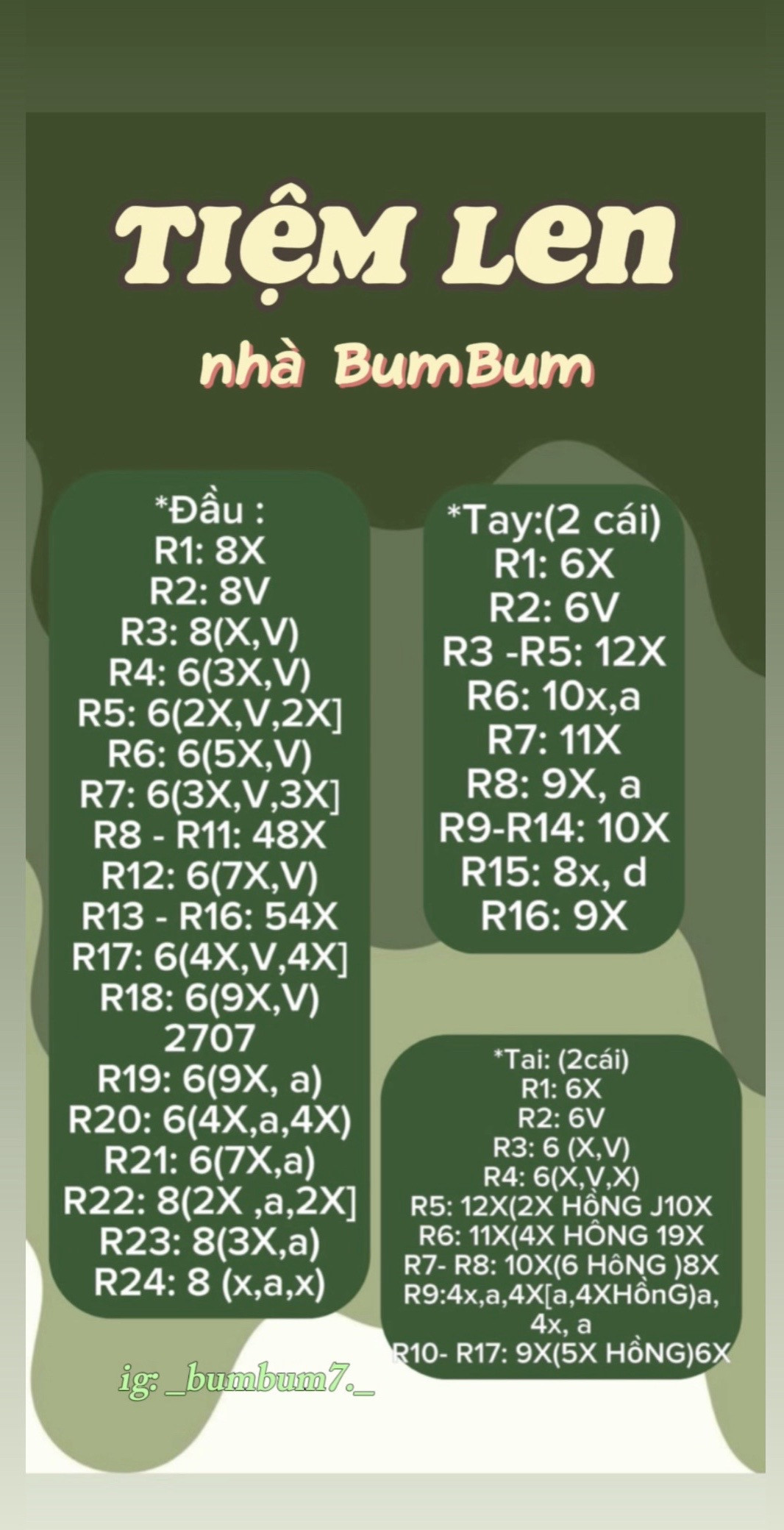 Chart móc len thỏ dễ thương từ tiệm BumBum
