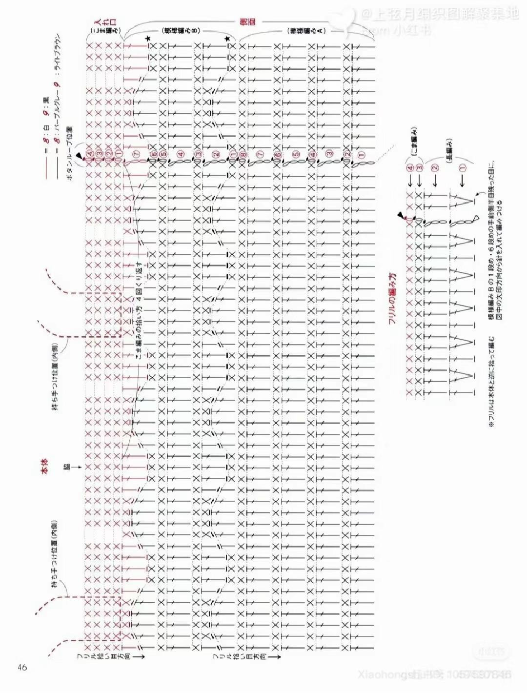 Chic Crochet Bag with Black and Beige Ruffle Design