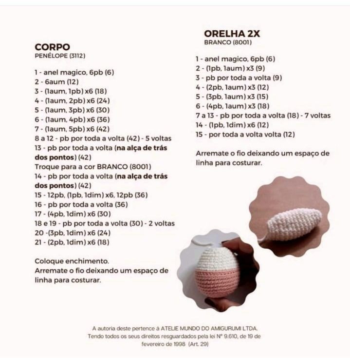 Coelhinho de Amigurumi: Receita Grátis para Você