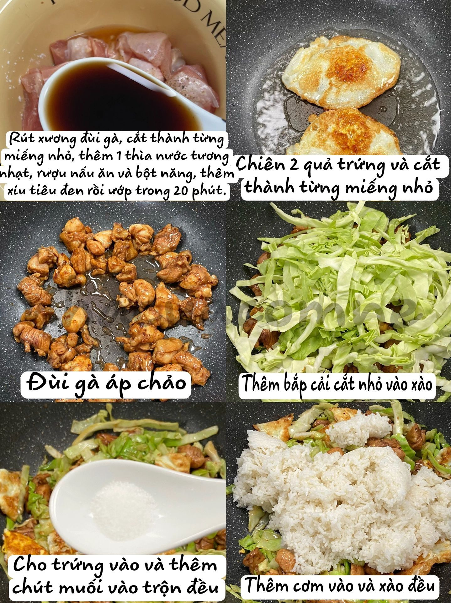 Cơm chiên đùi gà bắp cải