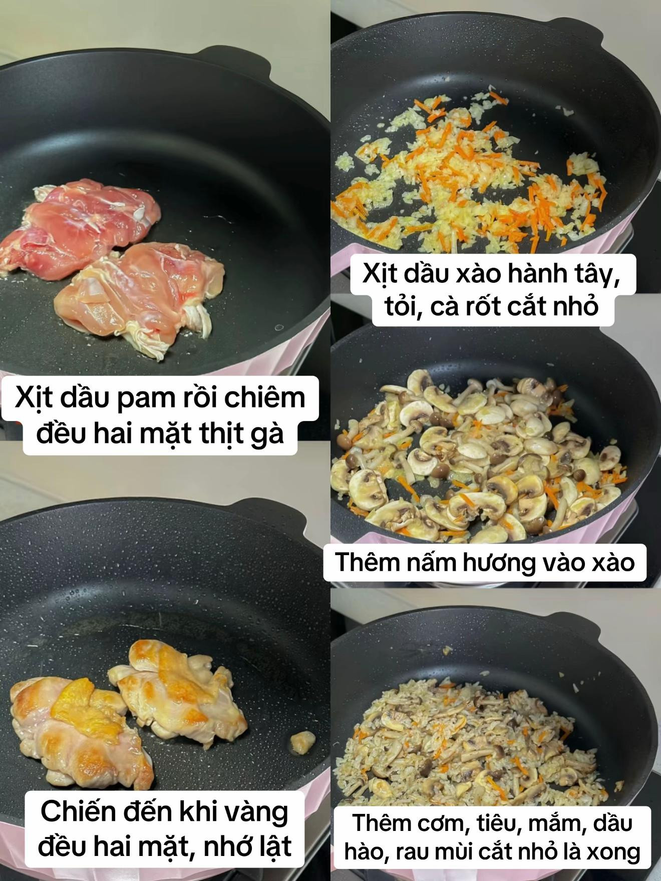 Cơm gà nấm dinh dưỡng cho người bận rộn