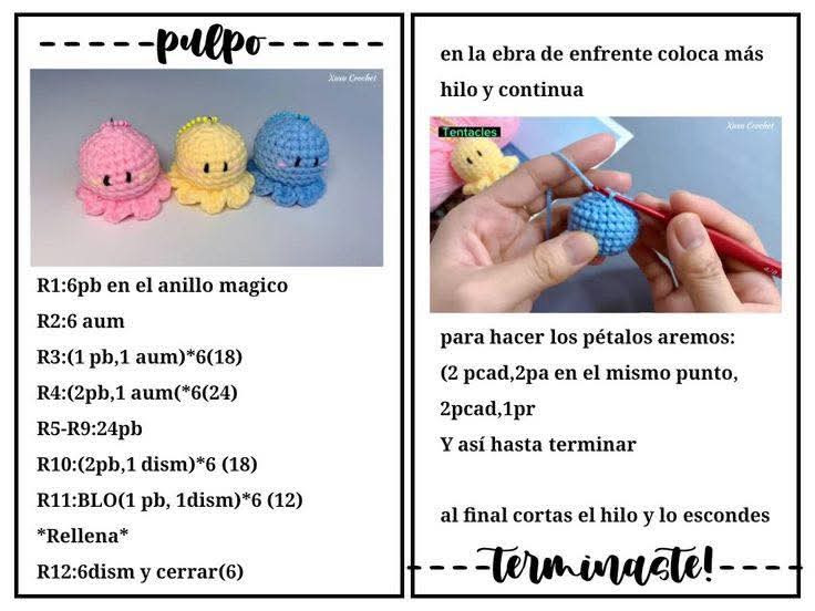 Cómo hacer un pulpo llavero de crochet paso a paso