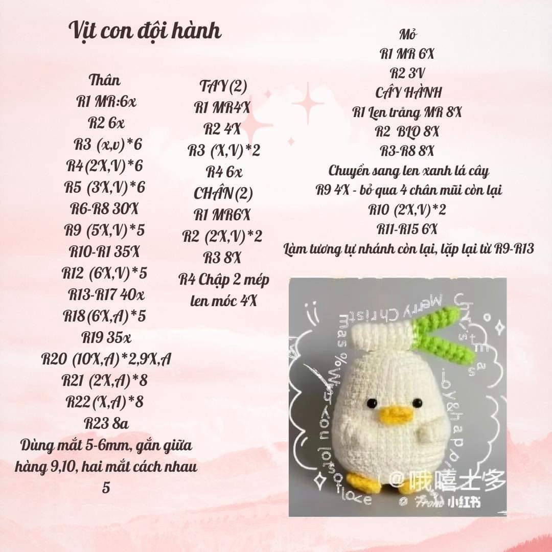 Crochet Adorable Duck with Green Onion Amigurumi Pattern