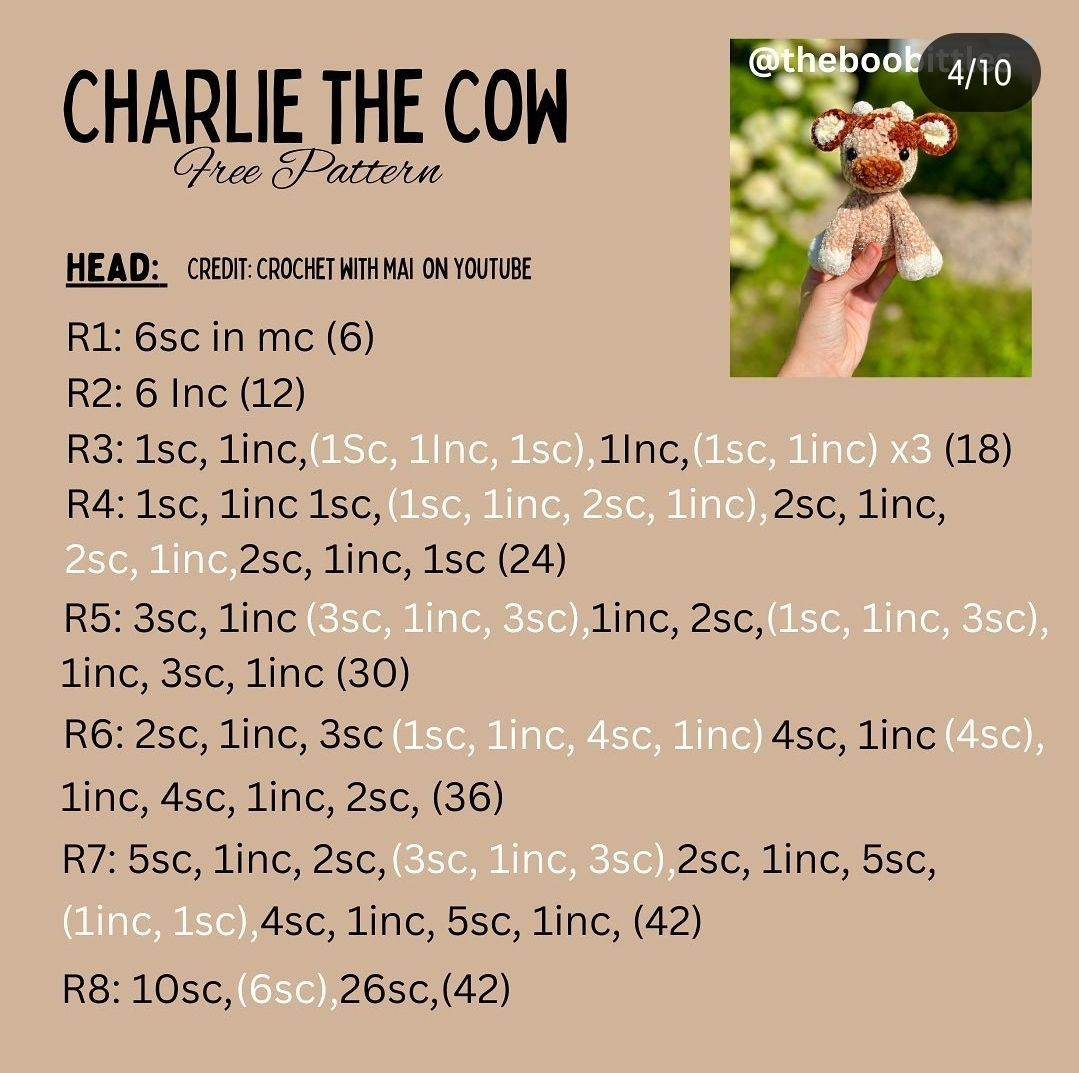 Crochet Amigurumi Cow Free Pattern for Beginners