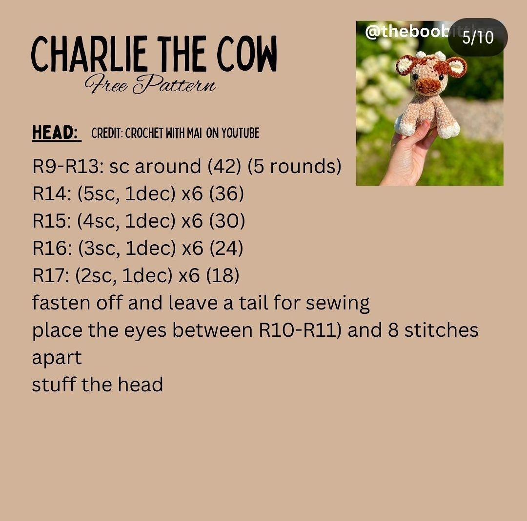 Crochet Amigurumi Cow Free Pattern for Beginners