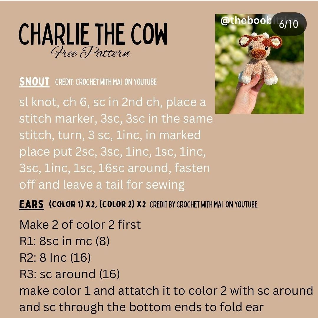 Crochet Amigurumi Cow Free Pattern for Beginners