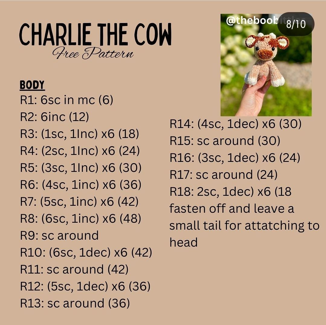 Crochet Amigurumi Cow Free Pattern for Beginners