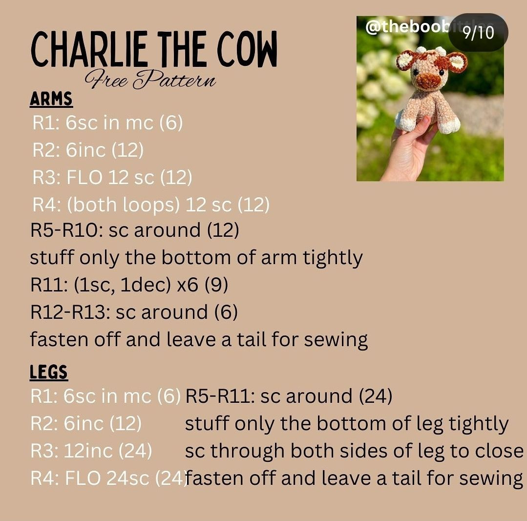 Crochet Amigurumi Cow Free Pattern for Beginners