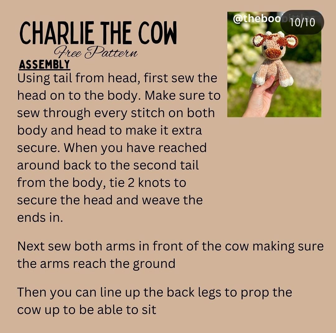 Crochet Amigurumi Cow Free Pattern for Beginners