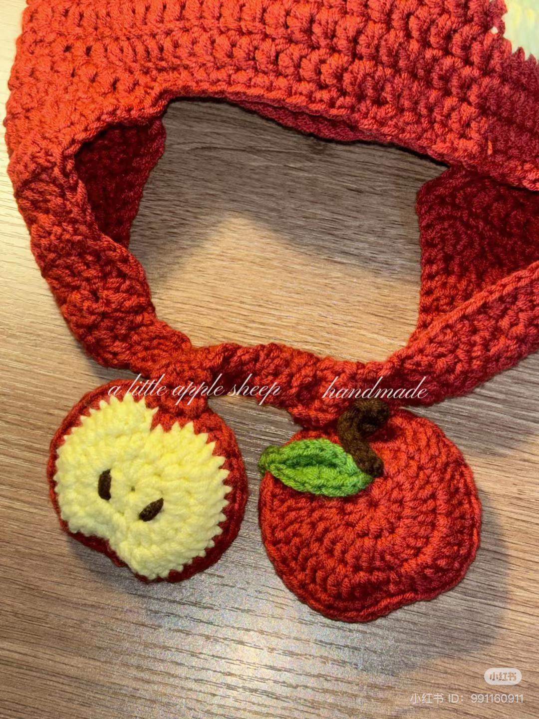 Crochet Apple Hat with Cute Worm Design for Kids