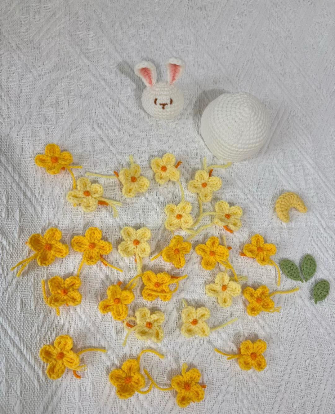 Crochet Bunny Lantern with Flower Pattern and LED Lights