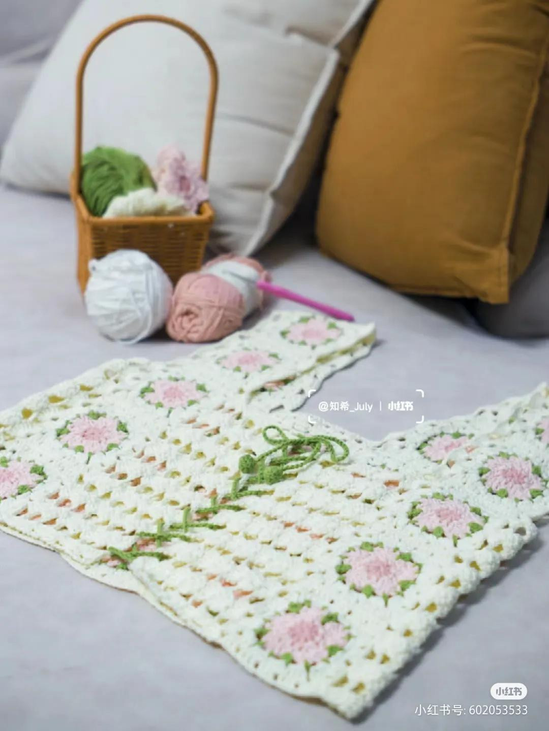 Crochet Floral Square Vest Pattern with Measurements