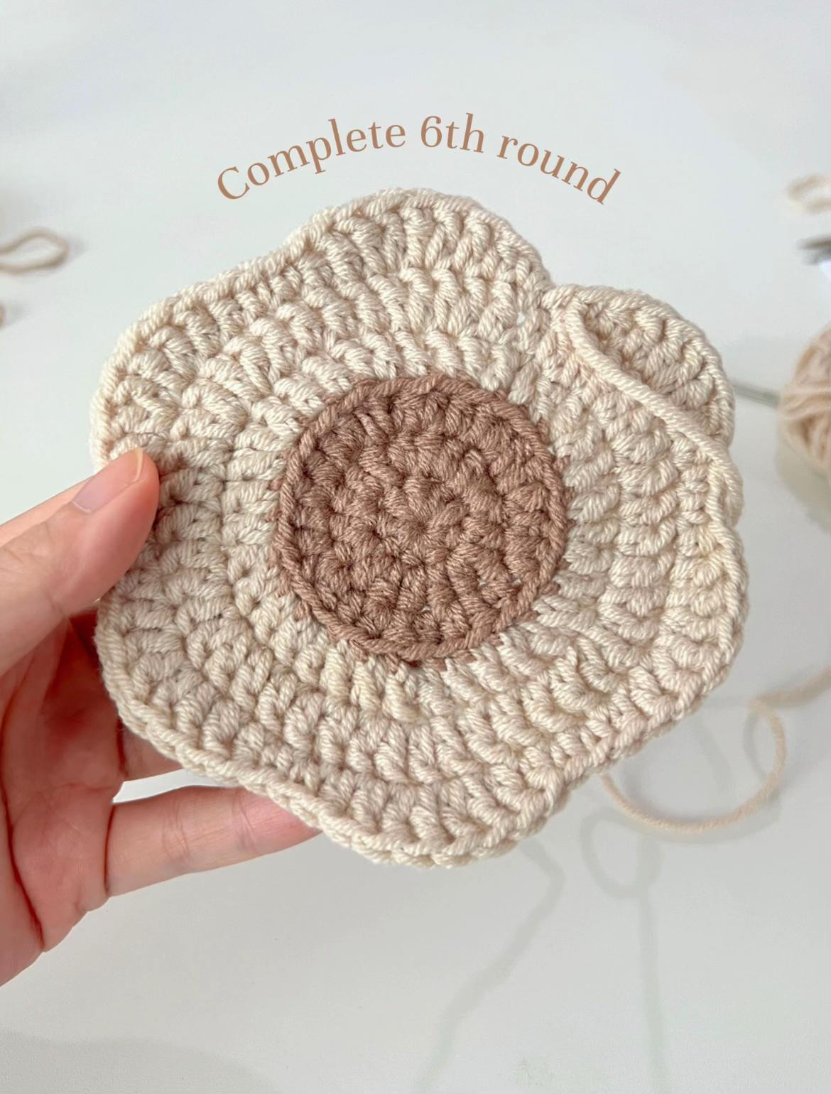 Crochet Flower Coaster for Beginners with Leftover Yarn
