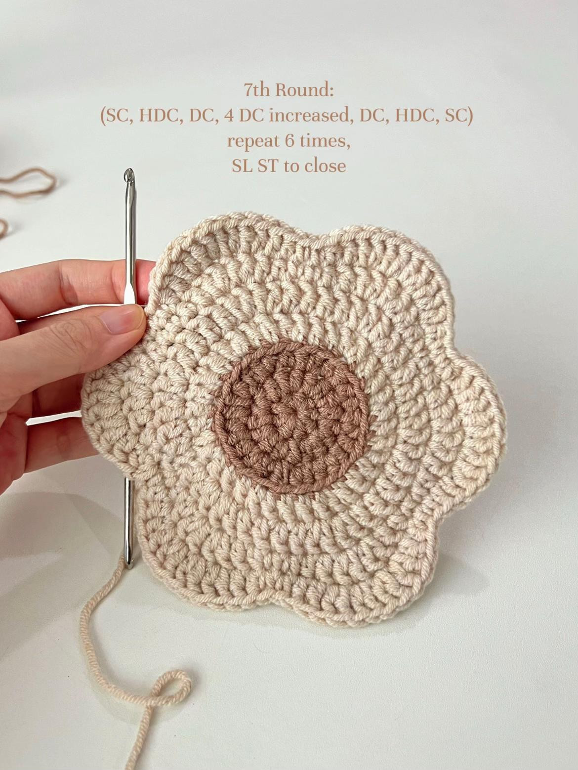 Crochet Flower Coaster for Beginners with Leftover Yarn
