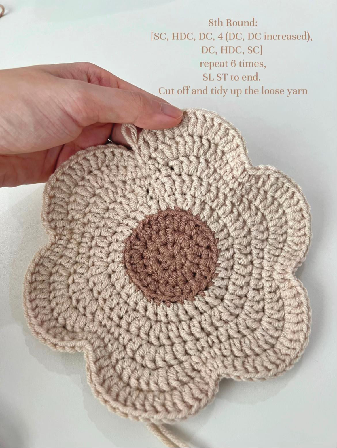 Crochet Flower Coaster for Beginners with Leftover Yarn