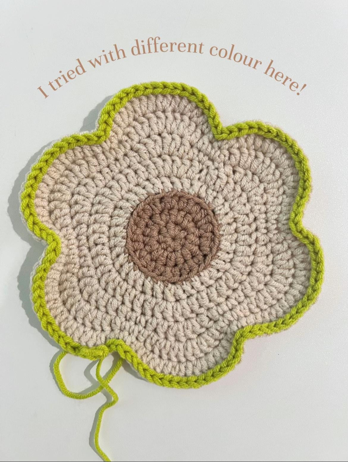 Crochet Flower Coaster for Beginners with Leftover Yarn