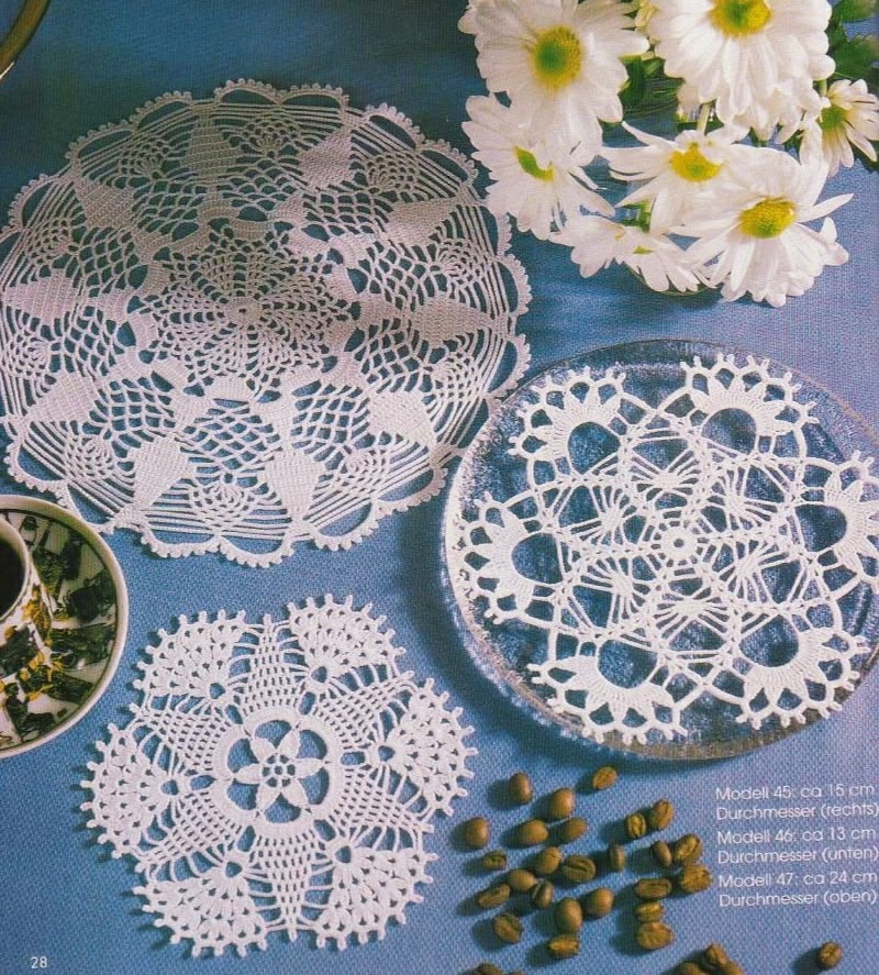 Crochet lace doily. Collection.