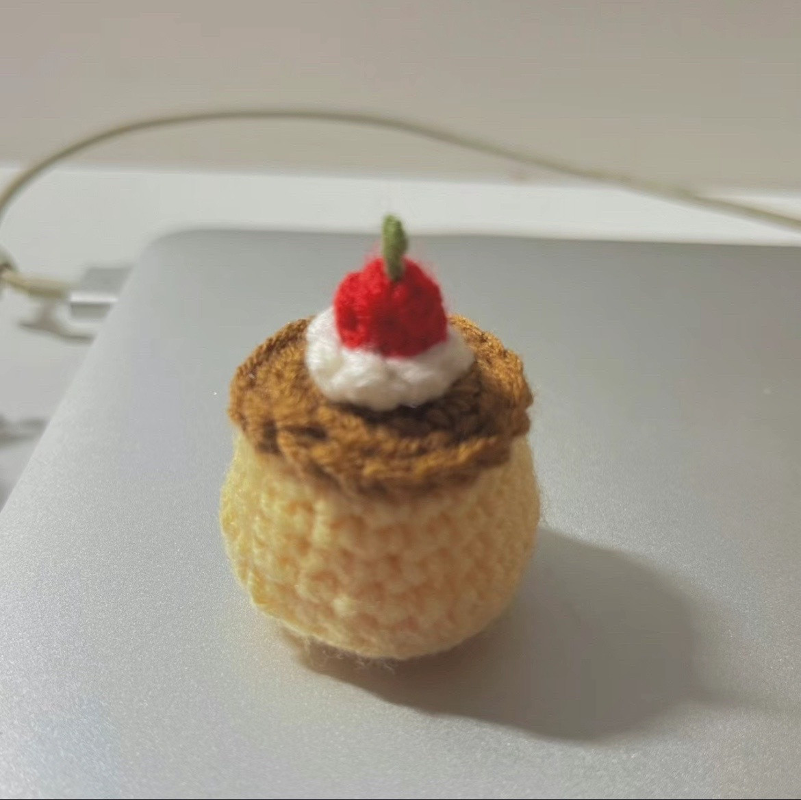 Crochet Miniature Cake Pattern with Cherry on Top