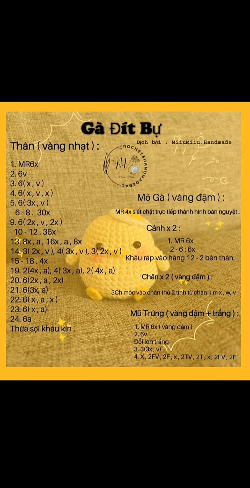 Crochet Pattern: Adorable Yellow Chicks with Yarn