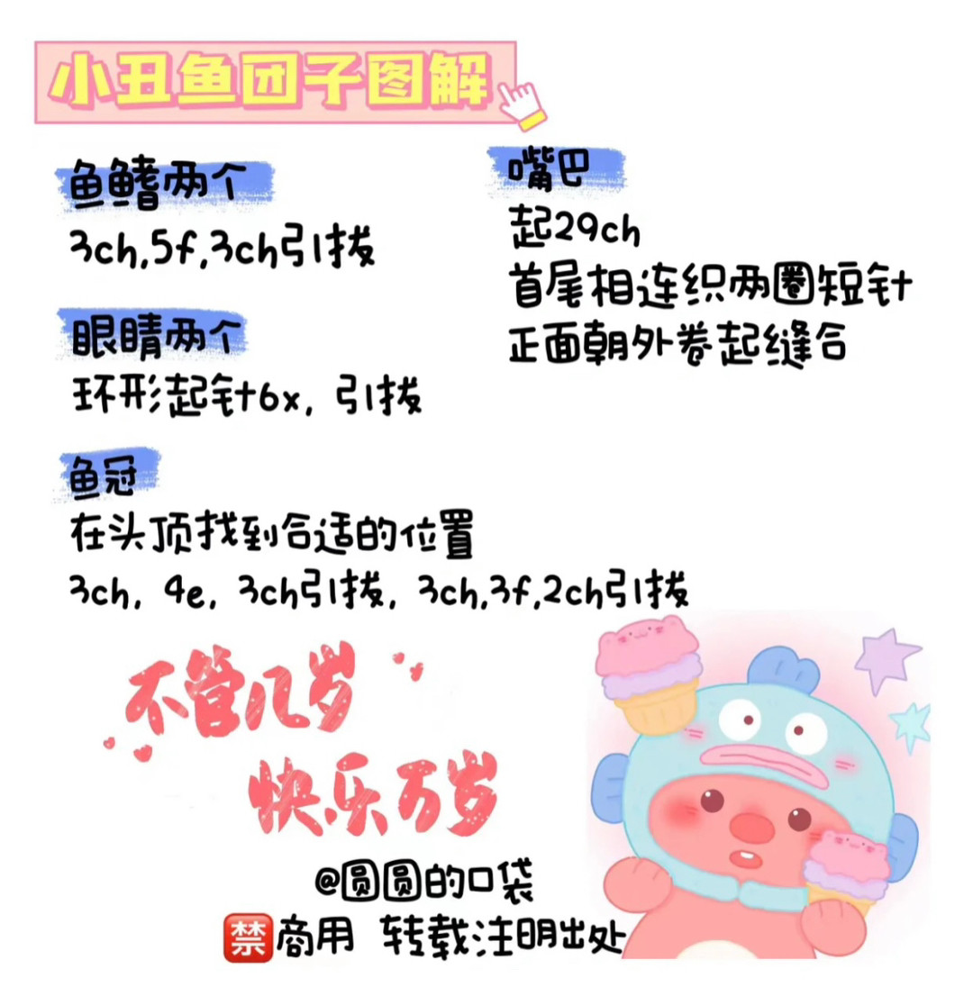 Crochet Pattern: Cute Fish Hat for Amigurumi Doll