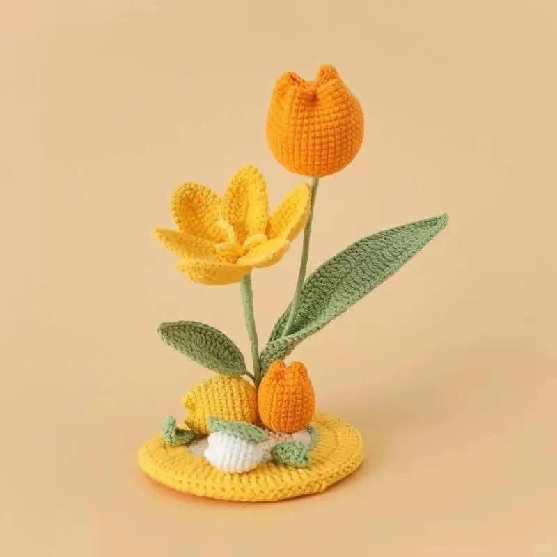 Crochet Pattern for Colorful Tulip Flower Arrangement