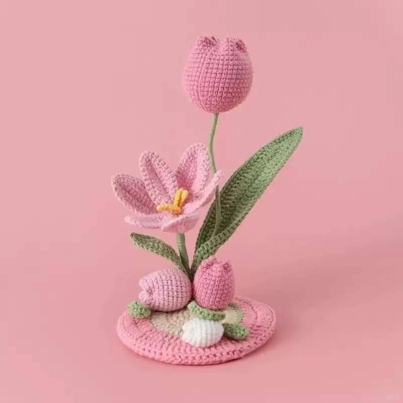 Crochet Pattern for Colorful Tulip Flower Arrangement