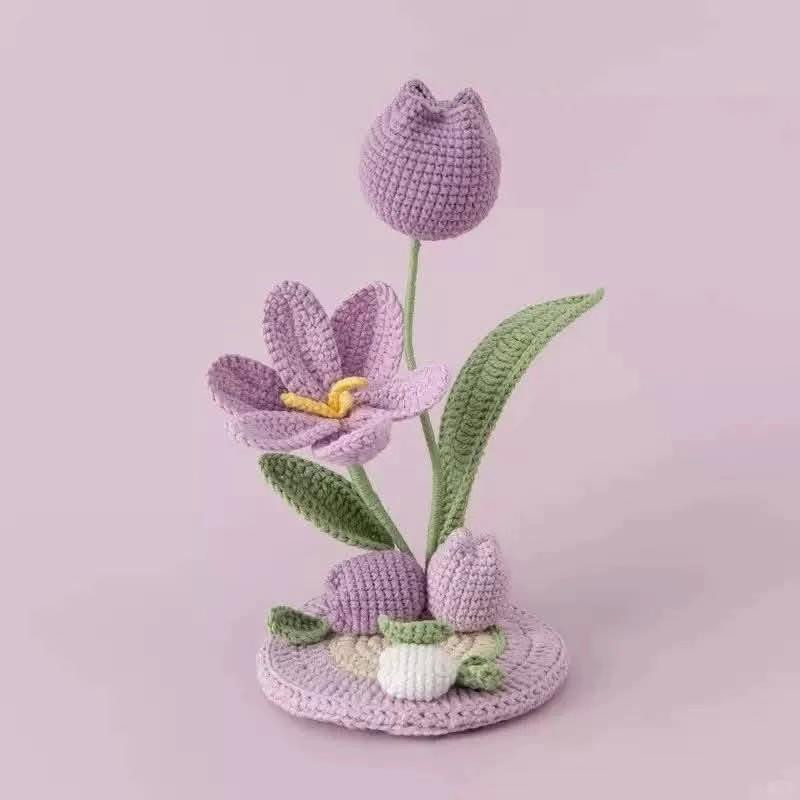 Crochet Pattern for Colorful Tulip Flower Arrangement