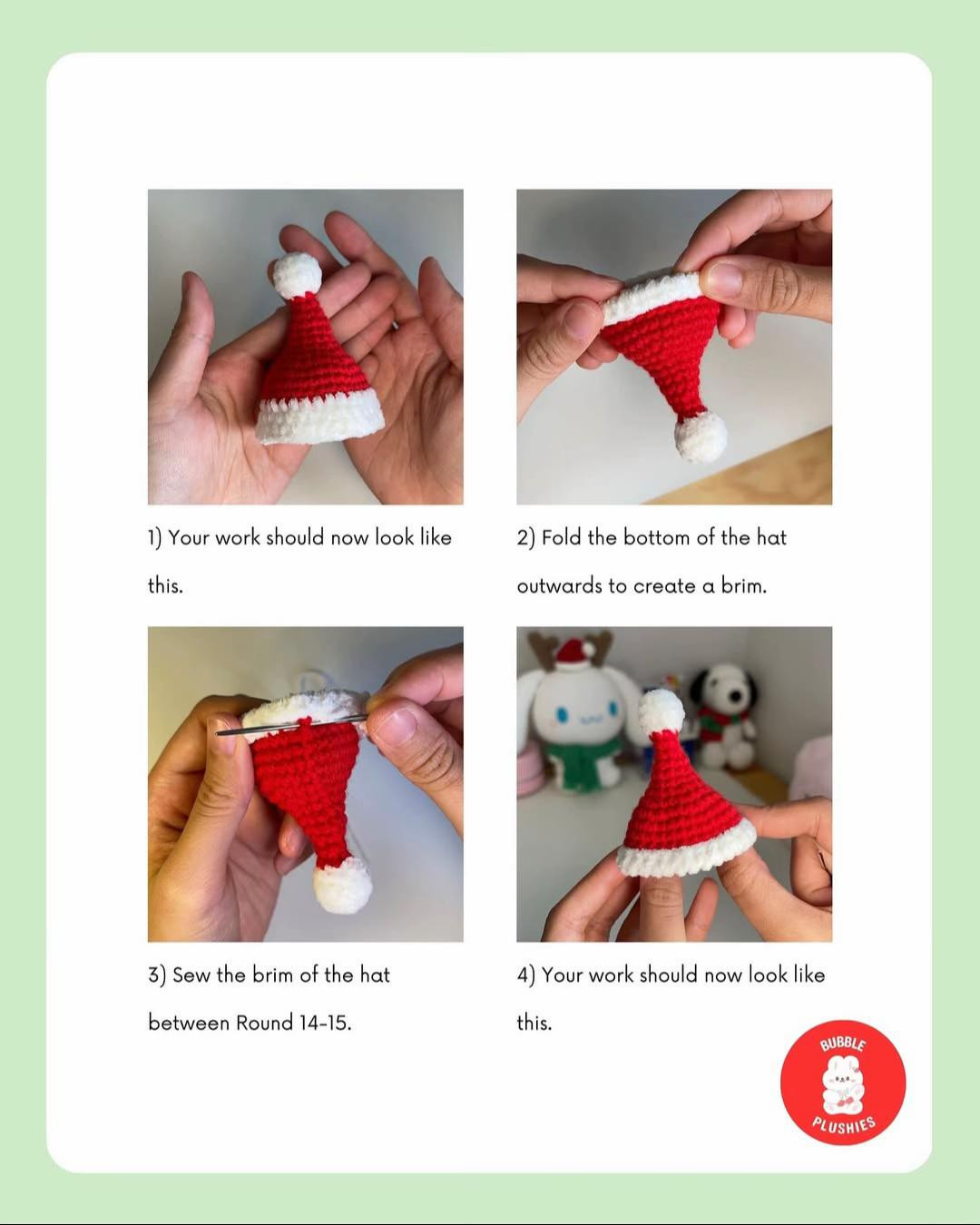 Crochet Pattern for Cute Christmas Dog with Santa Hat