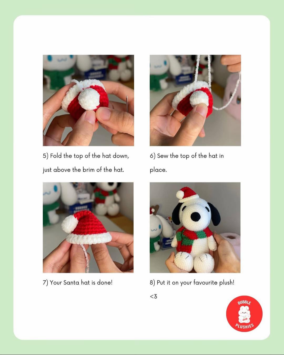 Crochet Pattern for Cute Christmas Dog with Santa Hat