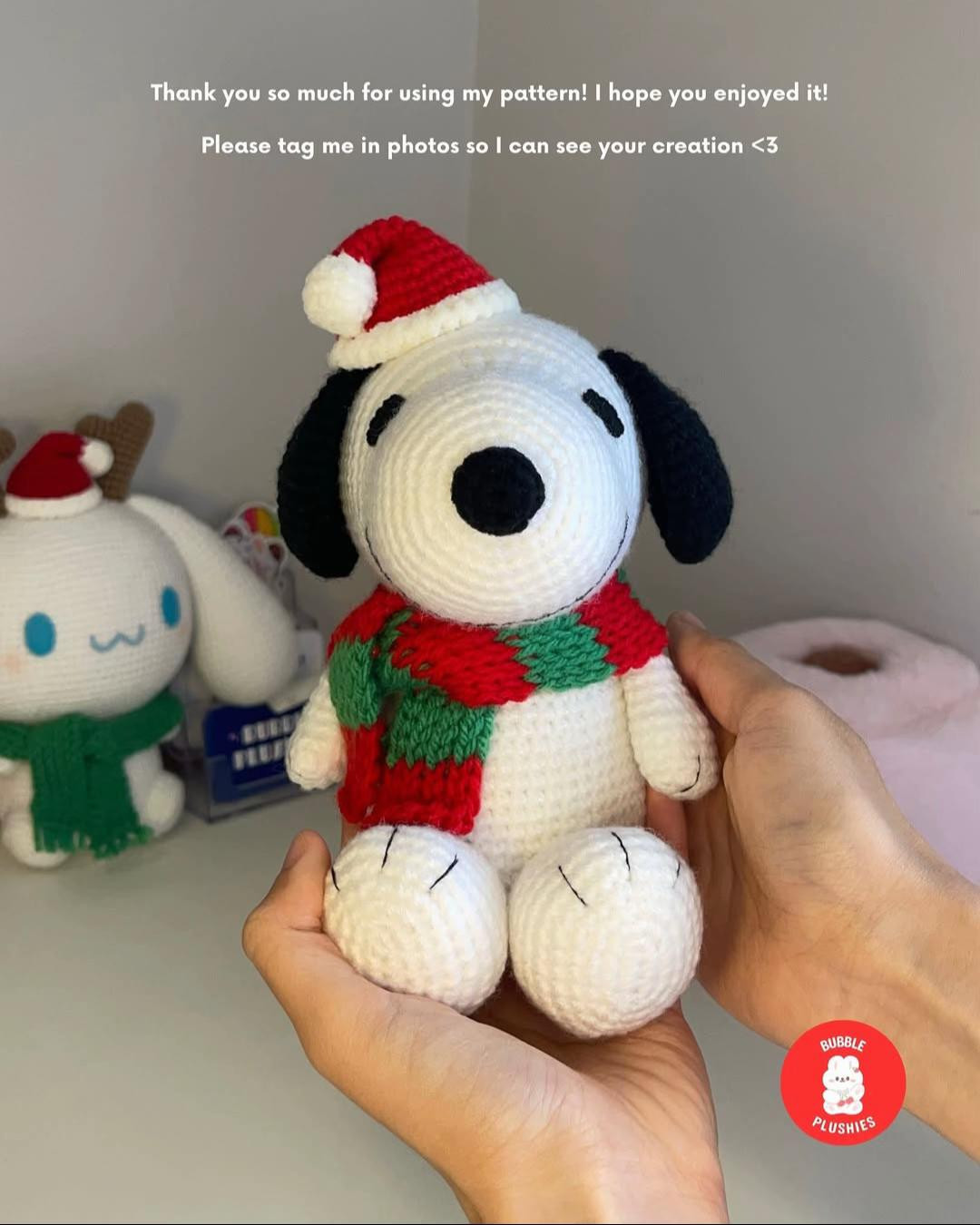 Crochet Pattern for Cute Christmas Dog with Santa Hat