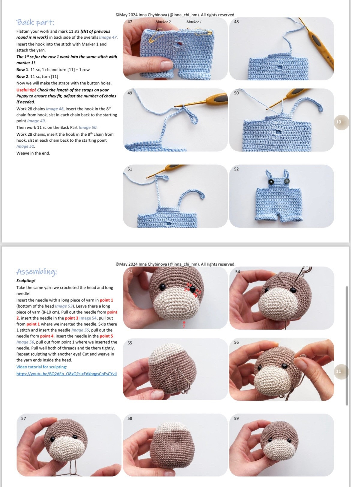 Crochet Pattern for Cute Little Puppy in Overalls