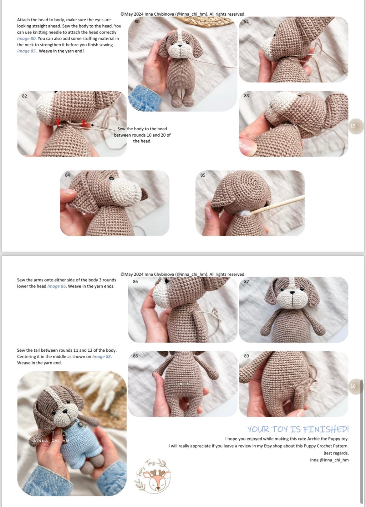 Crochet Pattern for Cute Little Puppy in Overalls