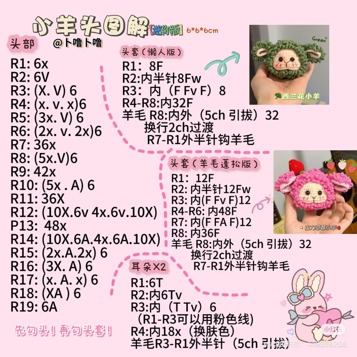 Crochet Pattern for Cute Sheep Head Plush Toy