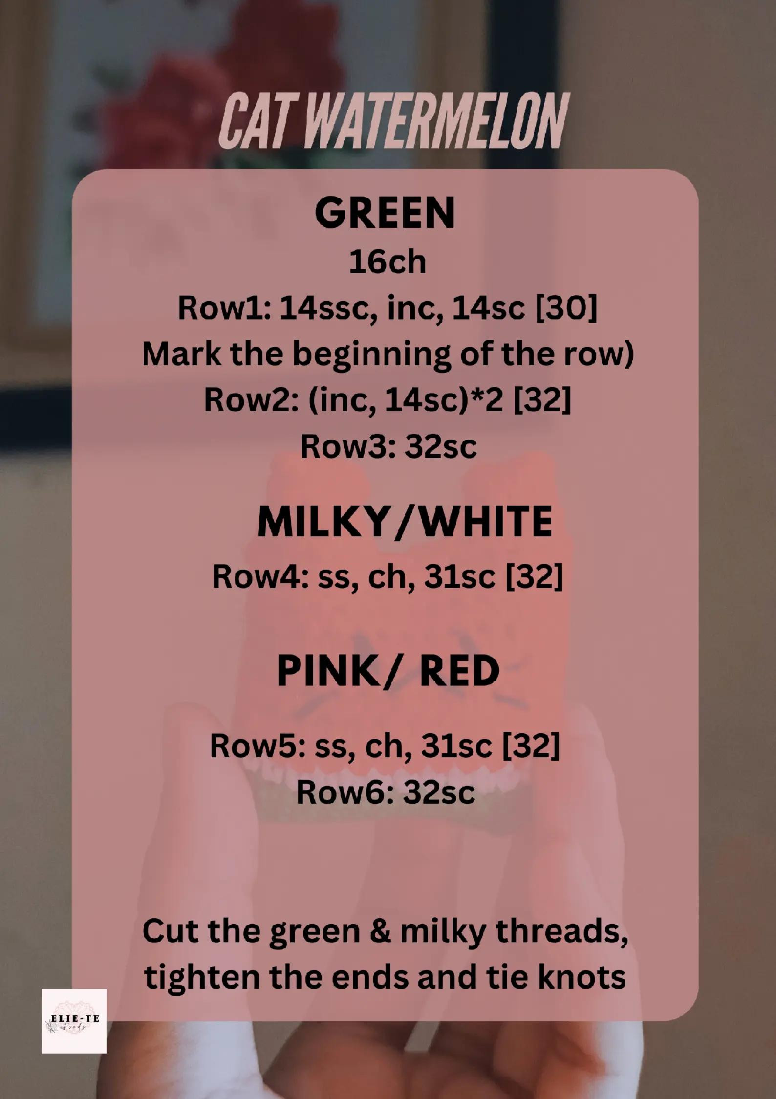 Crochet Pattern for Cute Watermelon Cat Toy